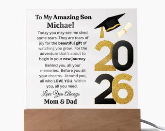 Personalized Amazing Son Graduation Message Acrylic Square Plaque W(Led)