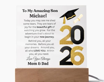 Personalized To My Son Graduation Acrylic Plaque with LED Base