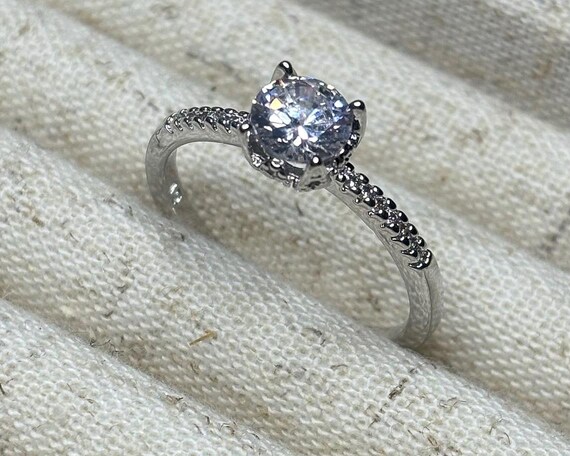 Sterling Silver Solitaire Ring - image 1