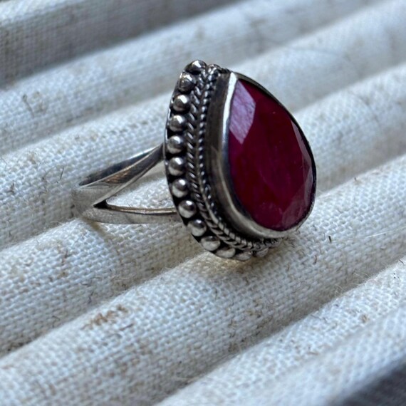 Sterling Silver Ruby Ring - image 2
