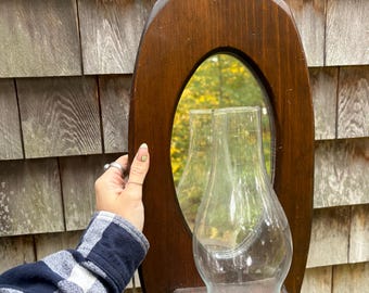 Vintage Wood Candle Holder Mirror