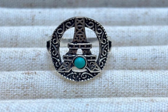 Turquoise Eiffel Tower Ring - image 5