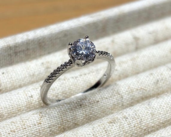 Sterling Silver Solitaire Ring - image 2