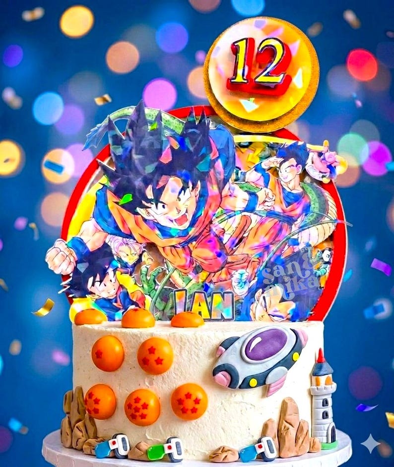 Anime Dragon Birthday 3D Shaker Cake Topper