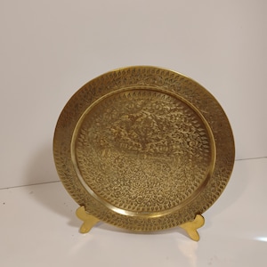 etched brass vintage decor tray