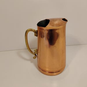 Vintage Copper Pitcher w/ Brass Handle Made In  Korea
