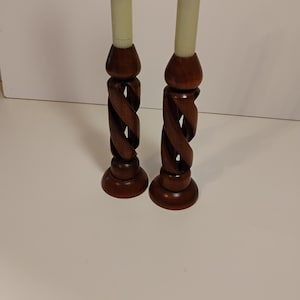 Set Of Turned Wood Candlesticks