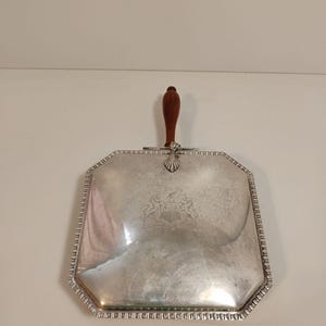 Vintage Crumb Catcher, Silent Butler, Ash tray, Silver Plate Footed