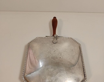 Recogedor de migas vintage, mayordomo silencioso, cenicero, base plateada