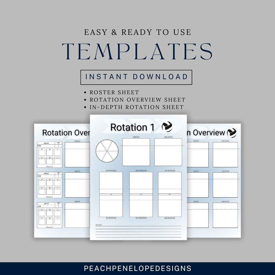 Volleyball Rotation Guide Printable Volleyball Rotations Guide: Roster & Formations (digital ...
