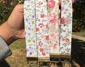 Handmade Cottagecore Floral Fabric Keychain Wristlet