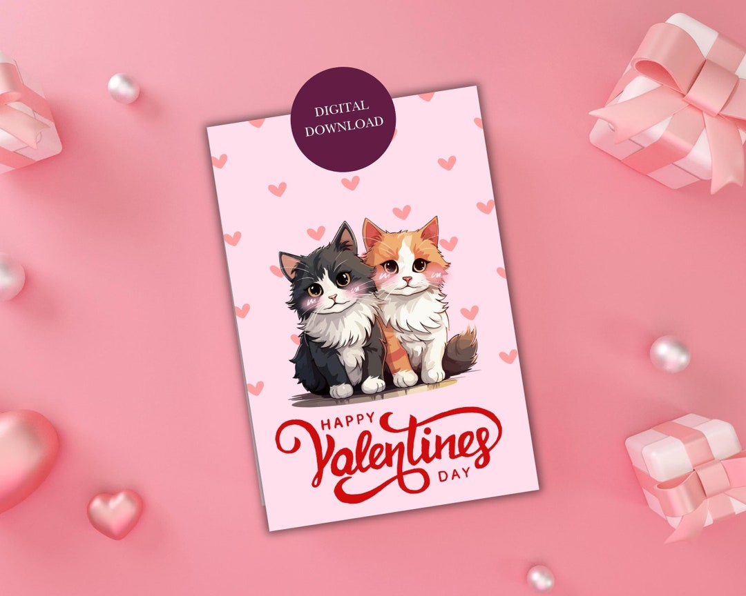 Printable Valentine's Day Card, Cute Valentine's Card, Kawaii Valentine ...