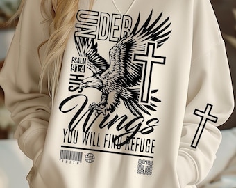 Under His Wings I Find Refuge  svg png shirt design, Christian shirt, Faith svg, Bible verse, Jesus shirt, Religious svg, digital download