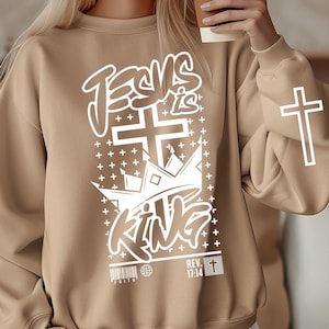 Jesus is King svg png Digital Design, Christian shirt, Jesus svg, Faith svg, digital download