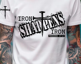 Christian iron sharpens iron svg png design, Jesus Christ shirt, Christian Men, Bible verse svg, Faith svg, Jesus svg, digital download