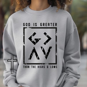 Gott ist größer svg png Shirt Design, moderner Christ, christliches svg, Jesus svg, Bibelvers svg, digitaler Download