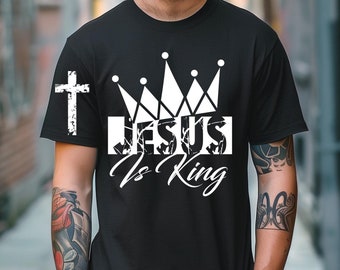 Jesús es Rey SVG PNG, Diseño de Camiseta Cristiana (Descarga Digital)