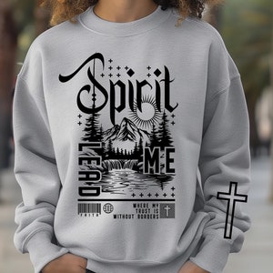 Geist religiös SVG PNG, Boho christliches Zitat Png, Geist führt mich christlicher Text Glaube svg, digitaler Download