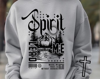 Geist religiös SVG PNG, Boho christliches Zitat Png, Geist führt mich christlicher Text Glaube svg, digitaler Download