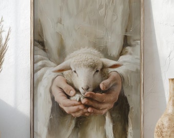 Jesus Leaves the 99 DIGITAL art: Christian, The lost sheep, Religious, Scripture (digital download)