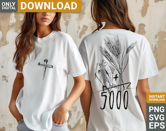 Jesus Feeds 5000 SVG PNG, Christian Bible Verse Designs (Digital Download)