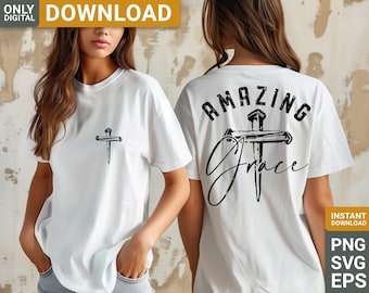 Amazing Grace Christian design, Faith  Religious shirt design, Faith Cross svg, Grateful svg, Jesus Christ svg, digital download