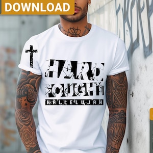 Projekt koszulki chrześcijańskiej w stylu retro, Hard Fought Hallelujah, SVG PNG (pobieranie cyfrowe)
