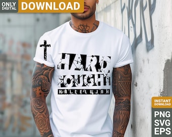 Retro Christian Shirt Design, Hard Fought Hallelujah, SVG PNG (Digital Download)