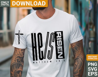 He is risen svg png Christian Faith  Shirt Design, Bible verse (digital download)