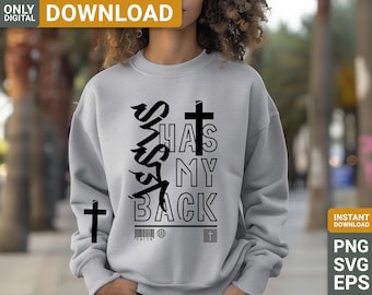 Jesus Has My Back SVG, christelijk shirtontwerp (digitale download)