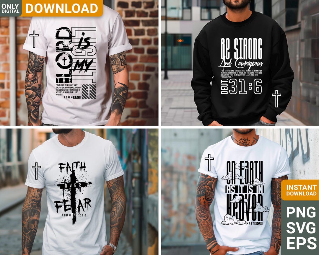 Christian Trendy Shirts Png SVG Bundle, Faith Designs, Bible Verse ...