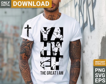 Jahweh svg png mannen minimalistisch shirtontwerp, christelijk geloof svg, bijbelvers svg, digitale download