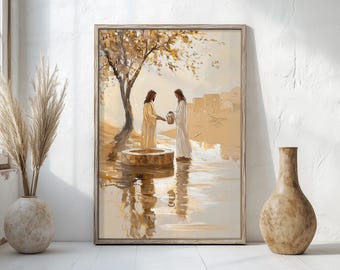 Woman at the Well, printable wall art, John 4:4-26, Jesus Art, Jesus Print, Jesus WALL art, Bible Poster, Christian Art, digital download