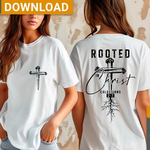 Rooted In Christ SVG png minimalist Christian Faith design, Jesus shirt, Religious gift, Christian men, digital download