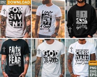 Christliches Shirt SVG PNG Bundle, Glaube Bibel Vers Designs (Digitaler Download)