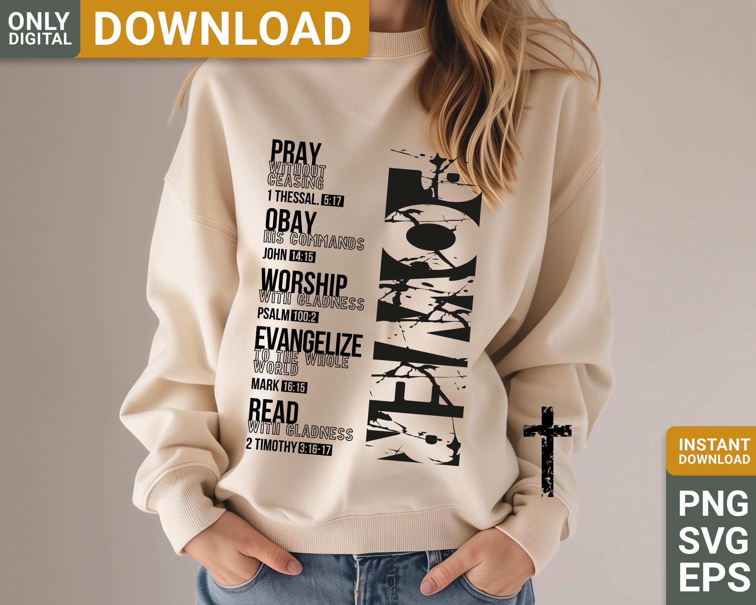 Christian POWER SVG PNG, Pray Obey Worship Shirt Design, Christian ...