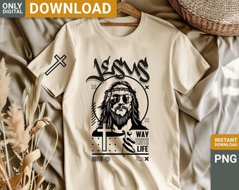 Jesus PNG, Modern Christian Shirt Design (Digital Download)