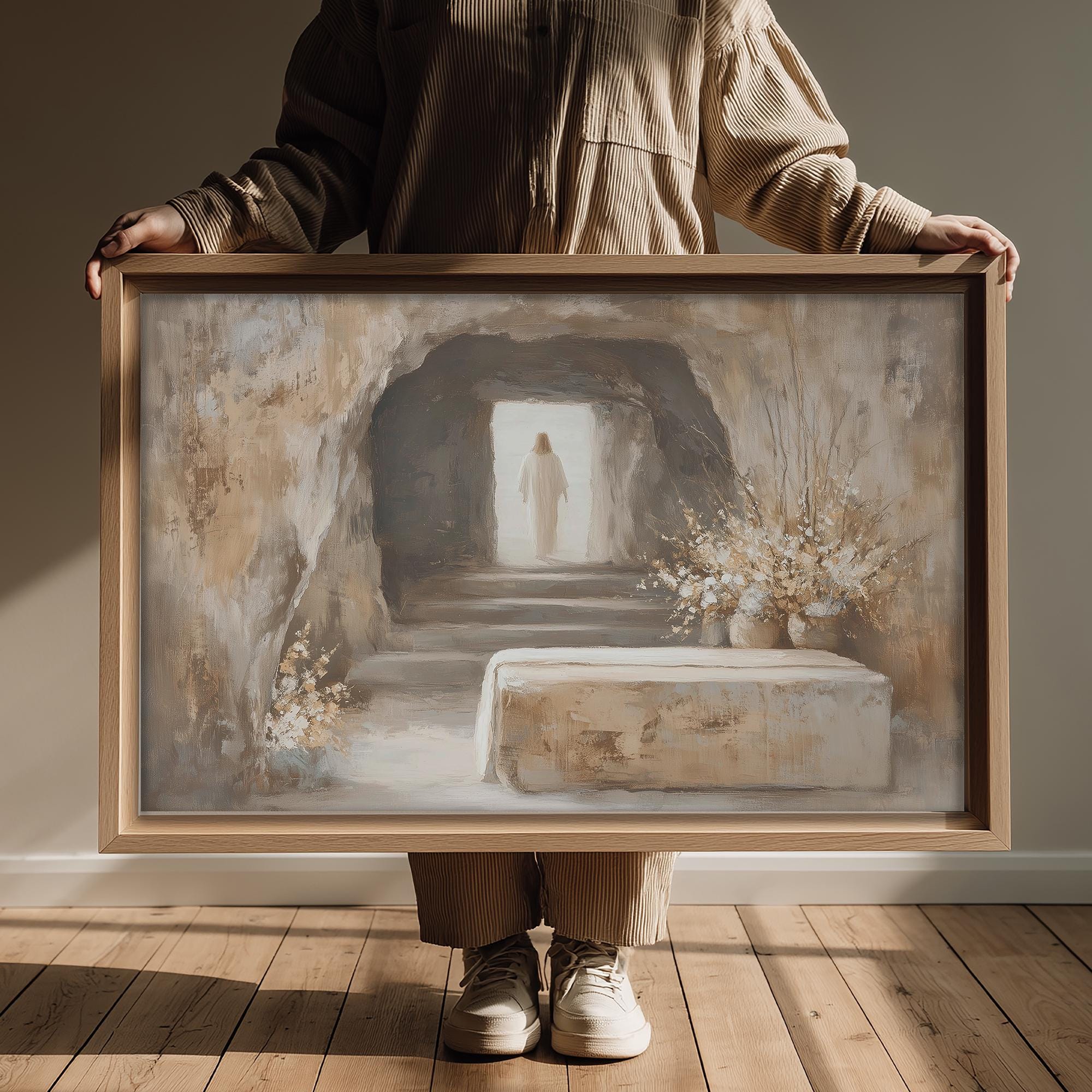 Jesus Resurrected Wall Art: Easter Painting, Jesus Christ Leaving the ...