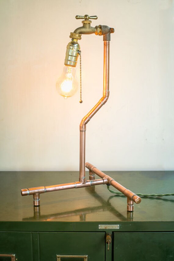 Industrial Copper Table Lamp Etsy