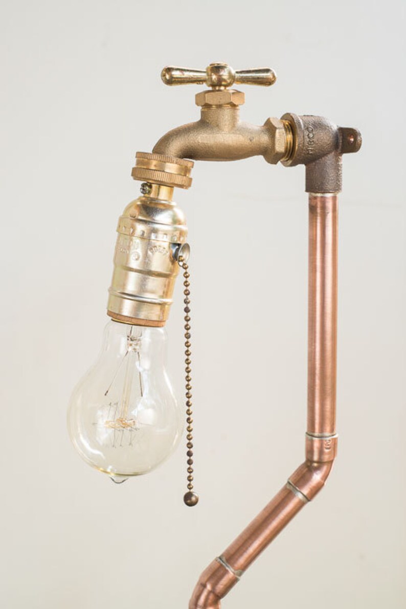 Industrial Copper Table Lamp Etsy