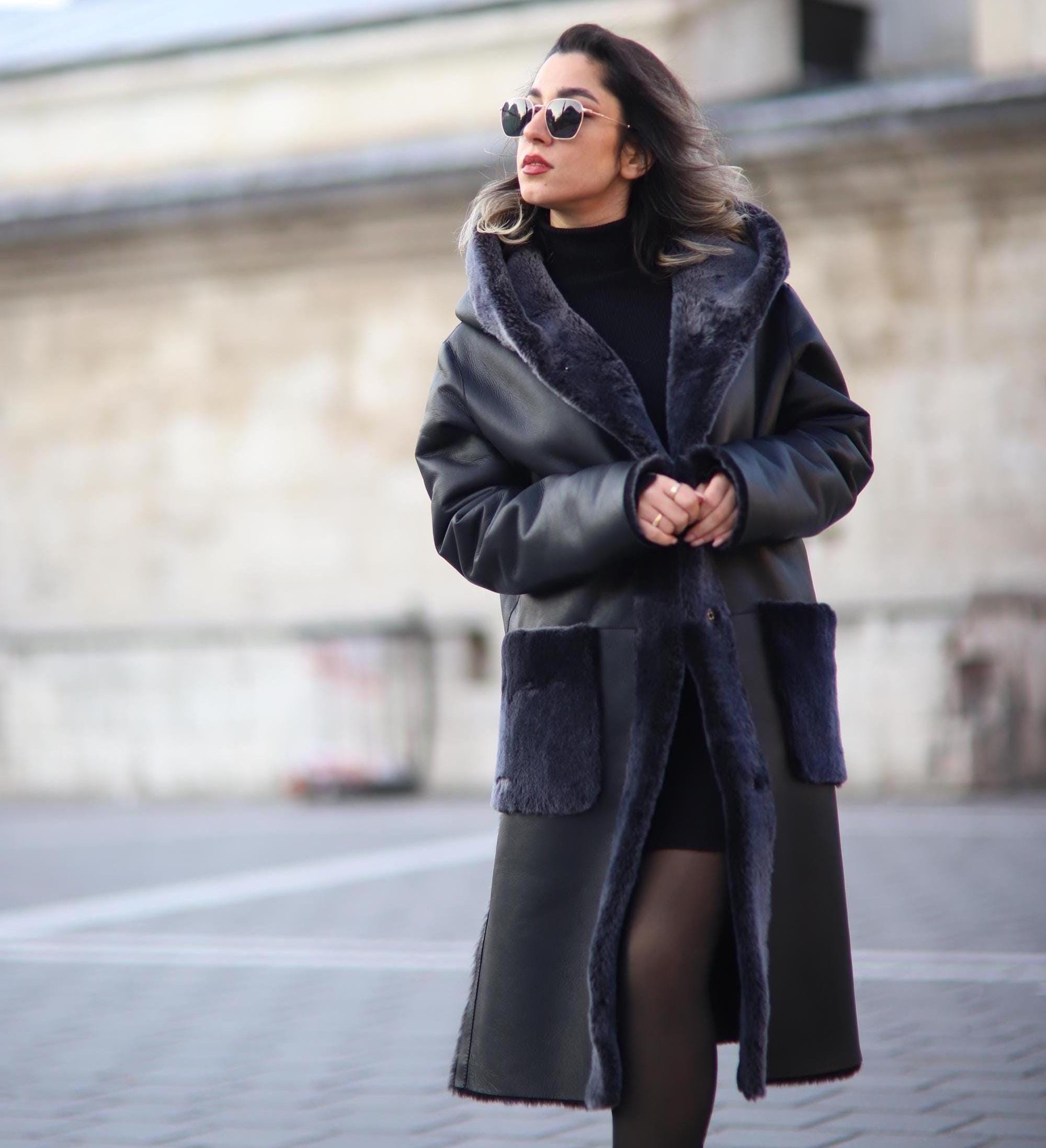 ジャケット・アウター Faux Fur Reversible Coat Jones NY Reversible Coat Hood Faux Fur/Suede Beige Pockets