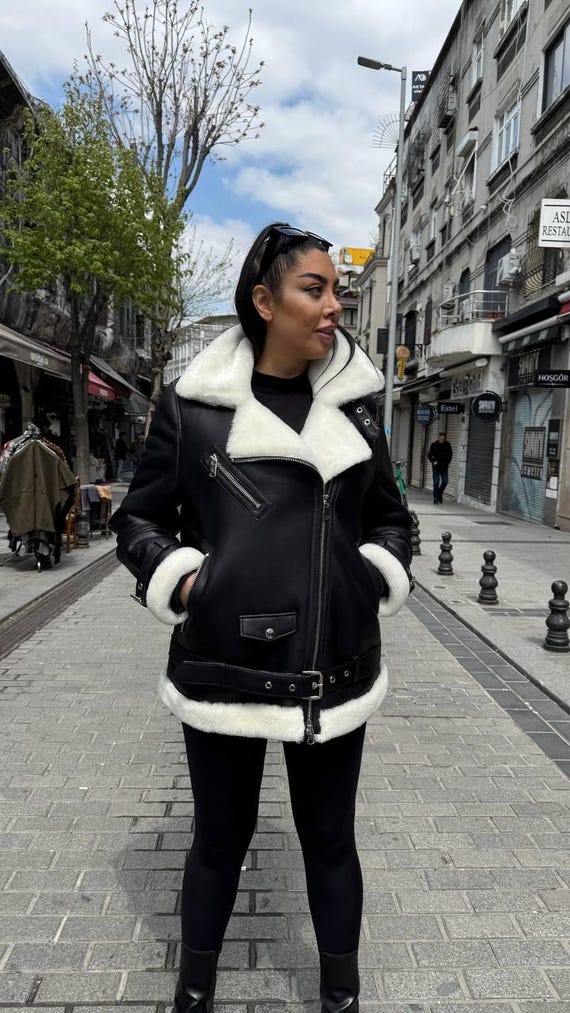 Lammfell Bomberjacke Damen Mit Fell Lammfelljacke Fliegerjacke