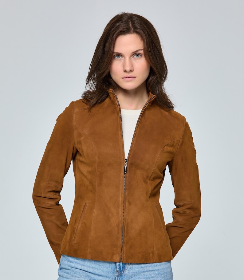 Handmade Suede Leather Jacket: 70s Retro Western Style image 1