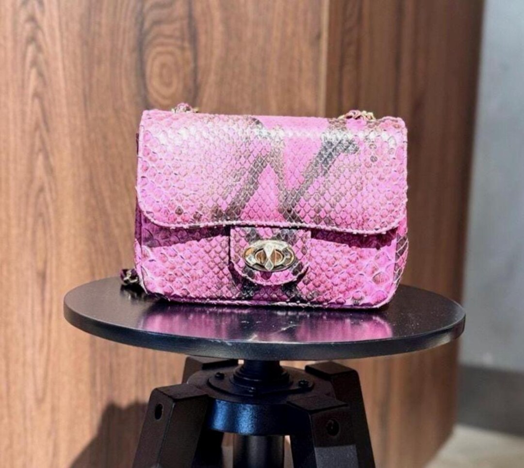 Genuine Python Skin Shoulder Bag – Handmade Exotic Leather Purse ...
