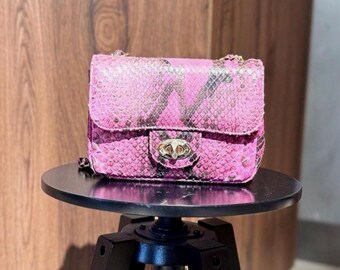 Genuine Python Skin Bag for Women – Luxury Handmade Snakeskin Leather Purse, Exotic Shoulder Handbag, Designer Style Elegant Gift for Her