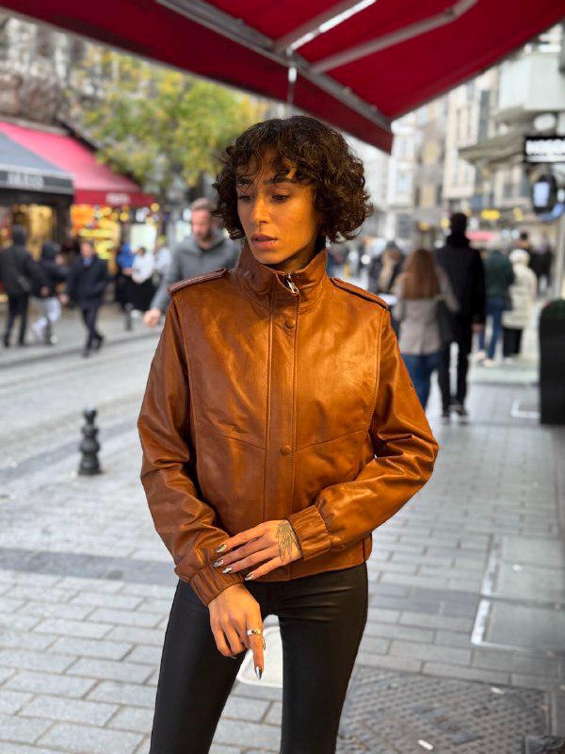 Jacker Turkish Tan Cognac Lambskin Leather Jacket Women – Handmade Turkish Slim Fit ...