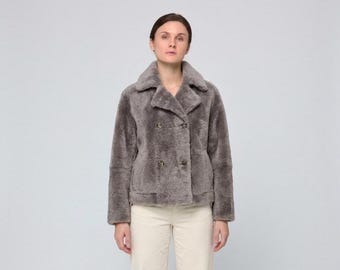 Chaqueta de piel de cordero hecha a mano: abrigo turco reversible de piel de oveja