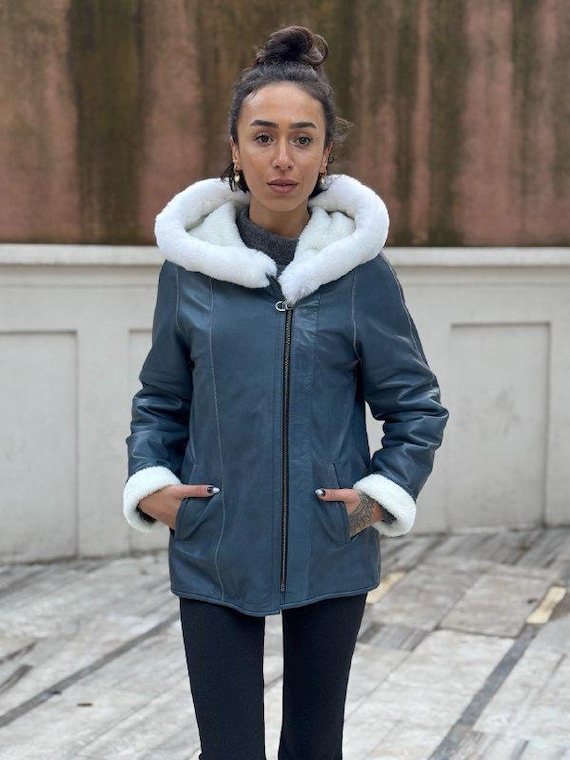 Lammfell Pilotenjacke Frauen Lammfelljacke Lederjacke Mit