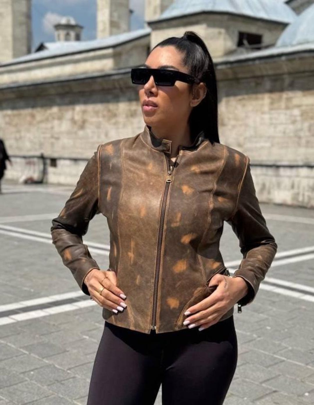 Braun TÃ¼rkische Lederjacken Damen Damenlederjacke Brauner Biker