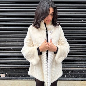 Women&#39;s Full-Length White Mink Fur Coat – Luxury Real Pearl Mink Overcoat – Elegant Winter Fur Jacket – 100% Genuine Skins